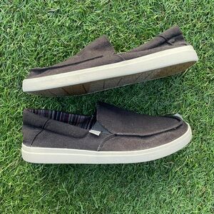 Sanuk Black Sideline 2 Hemp Slip on Loafers Canvas Casual Sz(13)